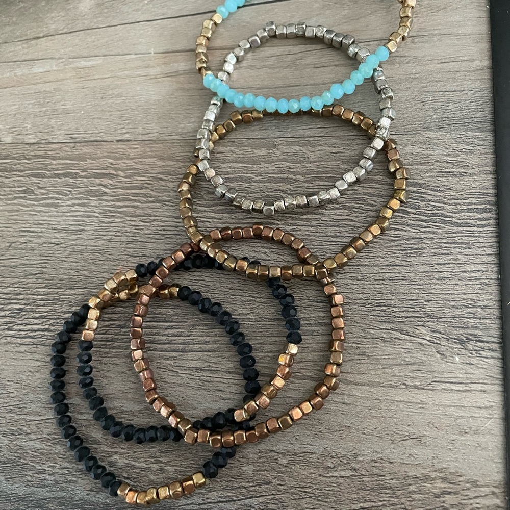 Beaded stretch bracelets set of 6